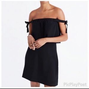 Madewell Off the Shoulder Silk Mini Black Dress Size 6
